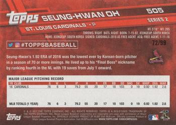 2017 Topps - Vintage Stock #505 Seung-Hwan Oh Back