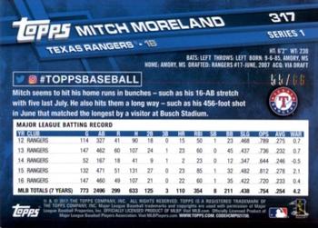 2017 Topps - Black #317 Mitch Moreland Back