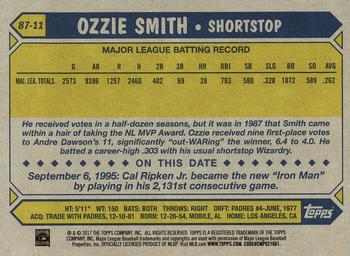 2017 Topps - 1987 Topps Baseball 30th Anniversary #87-11 Ozzie Smith Back