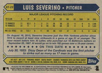 2017 Topps - 1987 Topps Baseball 30th Anniversary #87-23 Luis Severino Back