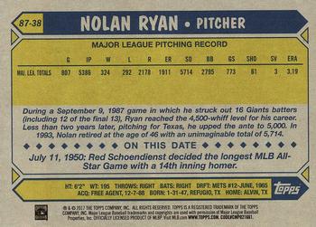 2017 Topps - 1987 Topps Baseball 30th Anniversary #87-38 Nolan Ryan Back