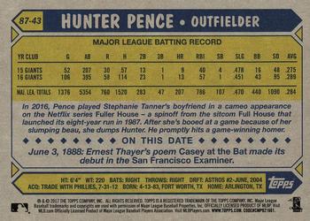 2017 Topps - 1987 Topps Baseball 30th Anniversary #87-43 Hunter Pence Back