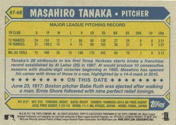 2017 Topps - 1987 Topps Baseball 30th Anniversary #87-68 Masahiro Tanaka Back