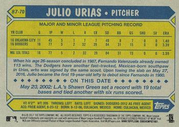 2017 Topps - 1987 Topps Baseball 30th Anniversary #87-70 Julio Urias Back
