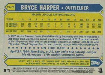 2017 Topps - 1987 Topps Baseball 30th Anniversary #87-75 Bryce Harper Back