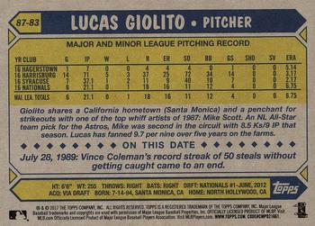 2017 Topps - 1987 Topps Baseball 30th Anniversary #87-83 Lucas Giolito Back