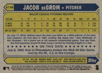 2017 Topps - 1987 Topps Baseball 30th Anniversary #87-86 Jacob deGrom Back