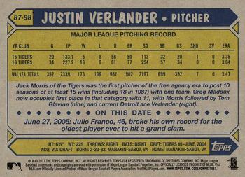 2017 Topps - 1987 Topps Baseball 30th Anniversary #87-98 Justin Verlander Back
