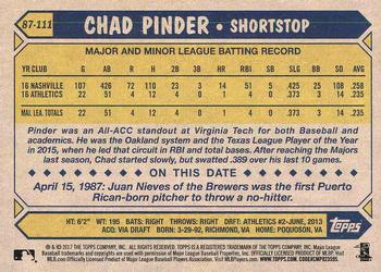 2017 Topps - 1987 Topps Baseball 30th Anniversary #87-111 Chad Pinder Back