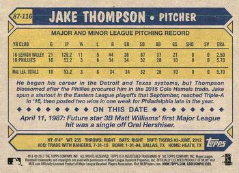 2017 Topps - 1987 Topps Baseball 30th Anniversary #87-116 Jake Thompson Back