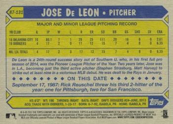2017 Topps - 1987 Topps Baseball 30th Anniversary #87-131 Jose De Leon Back