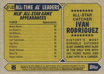2017 Topps - 1987 Topps Baseball 30th Anniversary #87-132 Ivan Rodriguez Back