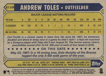 2017 Topps - 1987 Topps Baseball 30th Anniversary #87-149 Andrew Toles Back