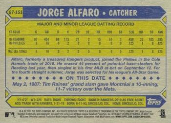 2017 Topps - 1987 Topps Baseball 30th Anniversary #87-151 Jorge Alfaro Back