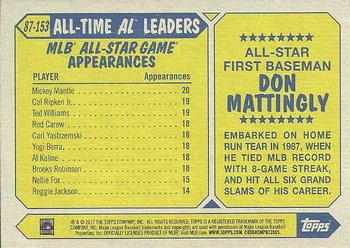 2017 Topps - 1987 Topps Baseball 30th Anniversary #87-153 Don Mattingly Back