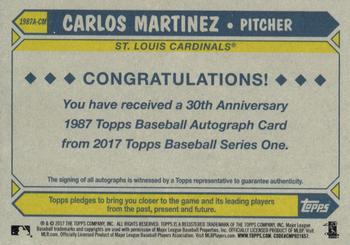 2017 Topps - 1987 Topps Baseball 30th Anniversary Autographs #1987A-CM Carlos Martinez Back