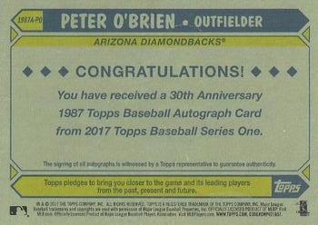 2017 Topps - 1987 Topps Baseball 30th Anniversary Autographs #1987A-PO Peter O'Brien Back