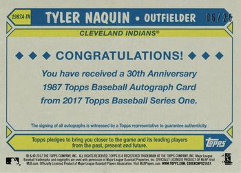 2017 Topps - 1987 Topps Baseball 30th Anniversary Autographs Maple Wood #1987A-TN Tyler Naquin Back