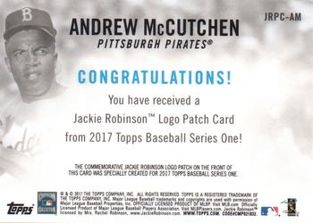 2017 Topps - Jackie Robinson Day Commemorative Logo Patches #JRPC-AM Andrew McCutchen Back