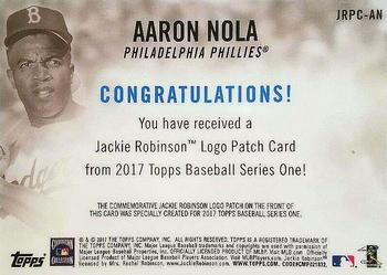 2017 Topps - Jackie Robinson Day Commemorative Logo Patches #JRPC-AN Aaron Nola Back