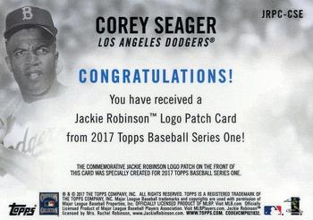 2017 Topps - Jackie Robinson Day Commemorative Logo Patches #JRPC-CSE Corey Seager Back
