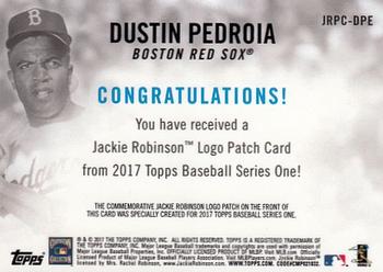 2017 Topps - Jackie Robinson Day Commemorative Logo Patches #JRPC-DPE Dustin Pedroia Back