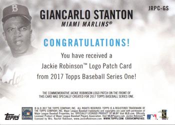 2017 Topps - Jackie Robinson Day Commemorative Logo Patches #JRPC-GS Giancarlo Stanton Back