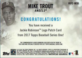 2017 Topps - Jackie Robinson Day Commemorative Logo Patches #JRPC-MTR Mike Trout Back