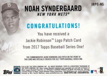 2017 Topps - Jackie Robinson Day Commemorative Logo Patches #JRPC-NS Noah Syndergaard Back