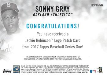 2017 Topps - Jackie Robinson Day Commemorative Logo Patches #JRPC-SG Sonny Gray Back