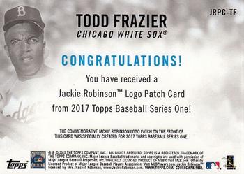 2017 Topps - Jackie Robinson Day Commemorative Logo Patches #JRPC-TF Todd Frazier Back