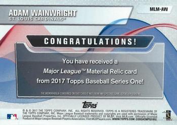 2017 Topps - Major League Material Relics #MLM-AW Adam Wainwright Back