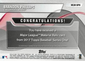 2017 Topps - Major League Material Relics #MLM-BPH Brandon Phillips Back