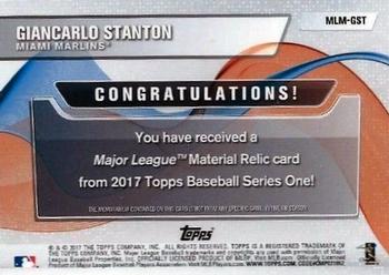 2017 Topps - Major League Material Relics #MLM-GST Giancarlo Stanton Back