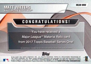 2017 Topps - Major League Material Relics #MLM-MW Matt Wieters Back