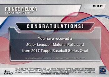 2017 Topps - Major League Material Relics #MLM-PF Prince Fielder Back