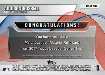 2017 Topps - Major League Material Relics #MLM-ARU Addison Russell Back