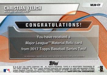 2017 Topps - Major League Material Relics #MLM-CY Christian Yelich Back