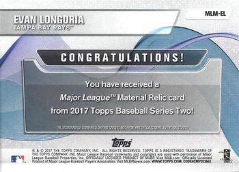 2017 Topps - Major League Material Relics #MLM-EL Evan Longoria Back