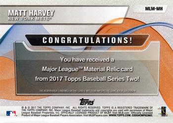 2017 Topps - Major League Material Relics #MLM-MH Matt Harvey Back