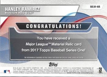 2017 Topps - Major League Material Relics Red #MLM-HR Hanley Ramirez Back