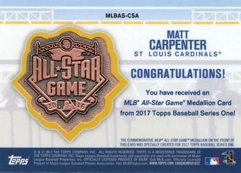2017 Topps - MLB All-Star Team Medallion Relics #MLBAS-CSA Matt Carpenter Back