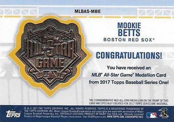 2017 Topps - MLB All-Star Team Medallion Relics #MLBAS-MBE Mookie Betts Back
