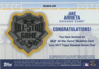 2017 Topps - MLB All-Star Team Medallion Relics Black #MLBAS-JAR Jake Arrieta Back