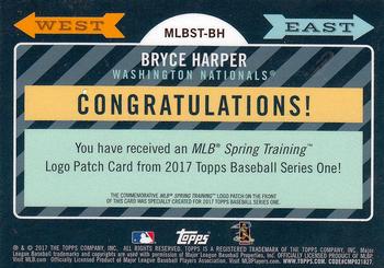 2017 Topps - MLB Spring Training Manufactured Logo Patch Relics #MLBST-BH Bryce Harper Back