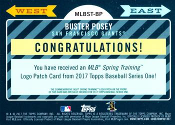 2017 Topps - MLB Spring Training Manufactured Logo Patch Relics #MLBST-BP Buster Posey Back