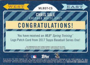 2017 Topps - MLB Spring Training Manufactured Logo Patch Relics #MLBST-CS Chris Sale Back