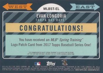 2017 Topps - MLB Spring Training Manufactured Logo Patch Relics #MLBST-EL Evan Longoria Back