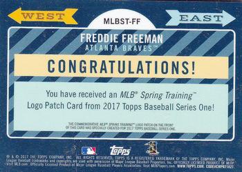 2017 Topps - MLB Spring Training Manufactured Logo Patch Relics #MLBST-FF Freddie Freeman Back