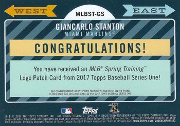 2017 Topps - MLB Spring Training Manufactured Logo Patch Relics #MLBST-GS Giancarlo Stanton Back